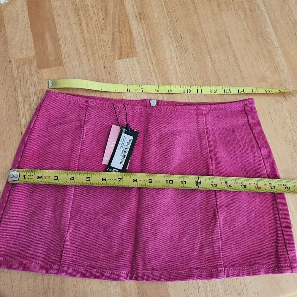 PLT PrettyLittleThing Pink Micro Mini Denim Skirt - US sz 4 - NWT